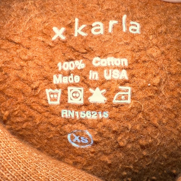 Hanes x Karla Cropped Hoodie in Burnt Orange - Picture 3 of 3